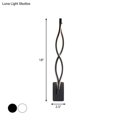 DecorBites™ Modern LED Wall Sconce with Acrylic Shade for Bedroom - Black/White Wavy/Musical Note Design