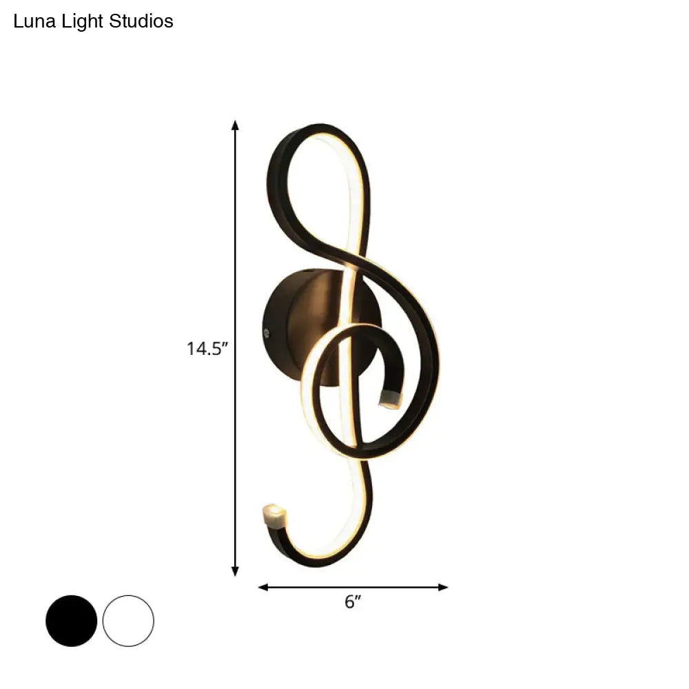 DecorBites™ Modern LED Wall Sconce with Acrylic Shade for Bedroom - Black/White Wavy/Musical Note Design
