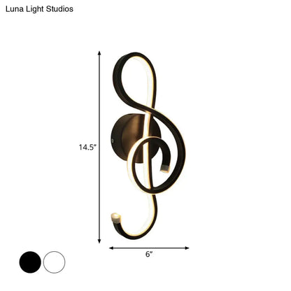 DecorBites™ Modern LED Wall Sconce with Acrylic Shade for Bedroom - Black/White Wavy/Musical Note Design