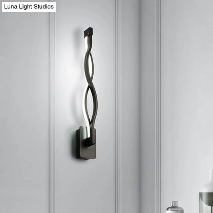 DecorBites™ Modern LED Wall Sconce with Acrylic Shade for Bedroom - Black/White Wavy/Musical Note Design