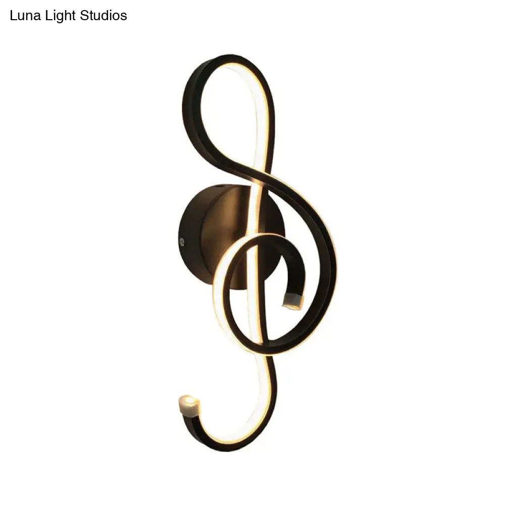 DecorBites™ Modern LED Wall Sconce with Acrylic Shade for Bedroom - Black/White Wavy/Musical Note Design
