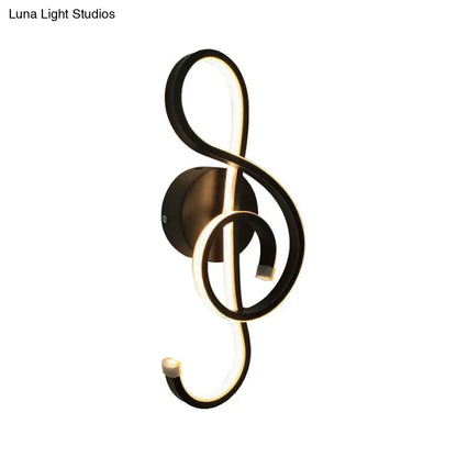 DecorBites™ Modern LED Wall Sconce with Acrylic Shade for Bedroom - Black/White Wavy/Musical Note Design