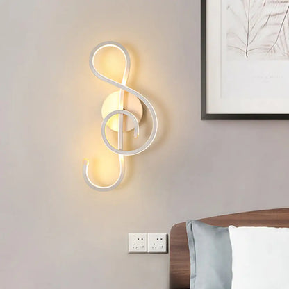 DecorBites™ Modern LED Wall Sconce with Acrylic Shade for Bedroom - Black/White Wavy/Musical Note Design