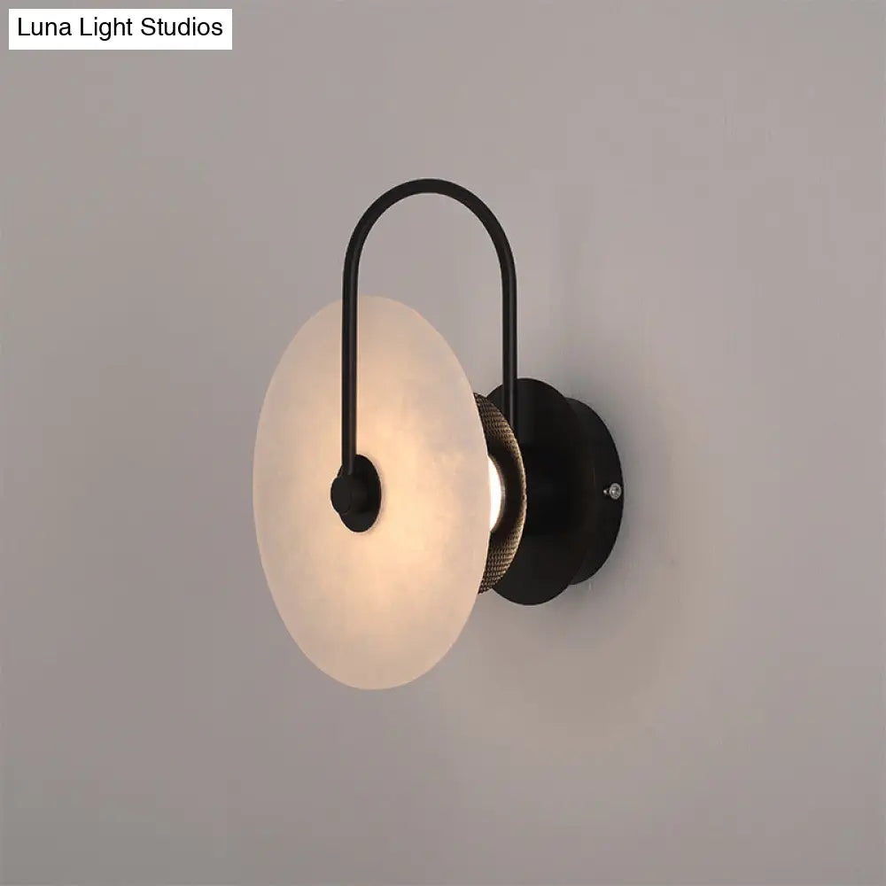 DecorBites™ Modern LED Wall Sconce with Black Mica Disc Shade
