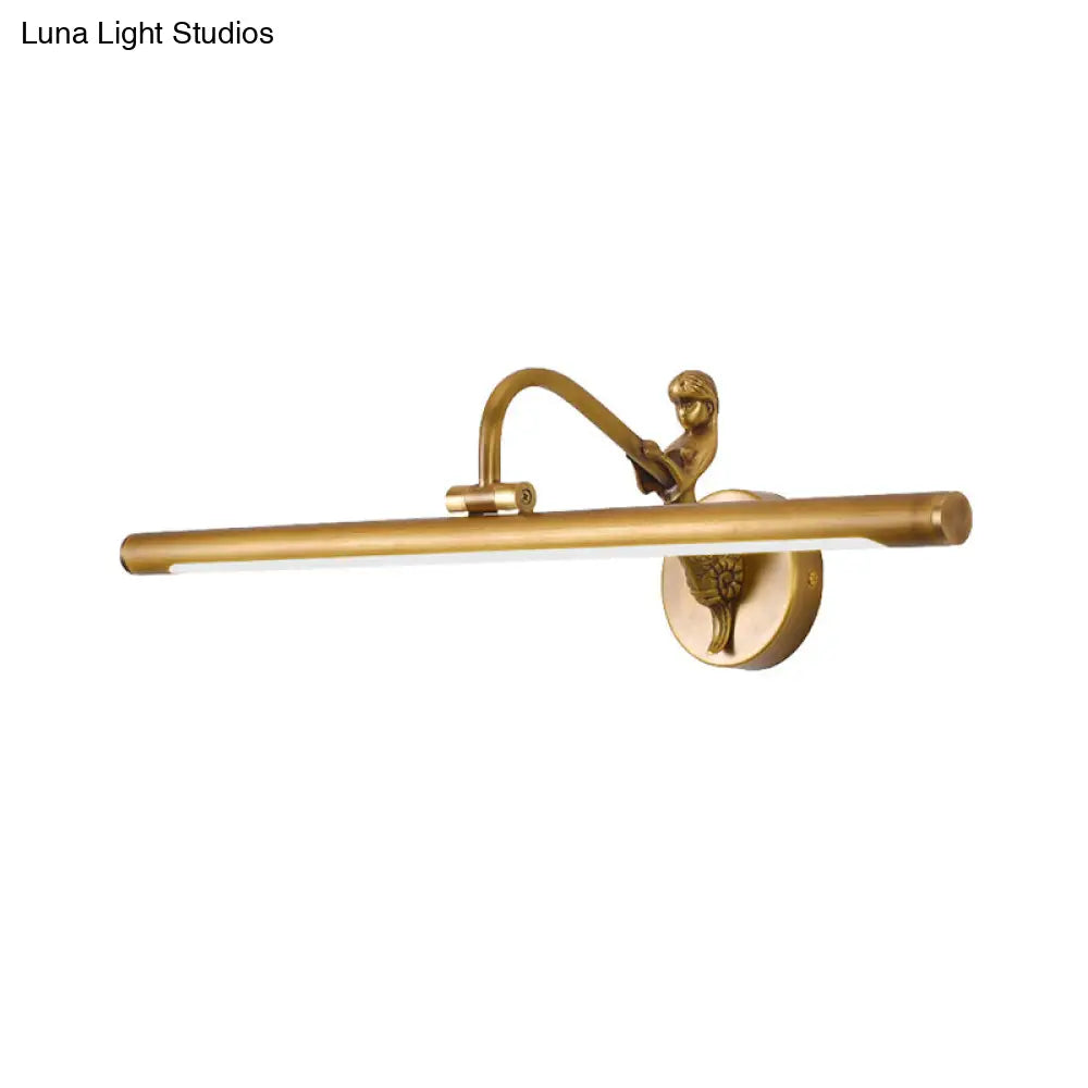 DecorBites™ Modern LED Wall Sconce with Brass/Black Finish, Mermaid Accent | Vanity Lighting, Metallic, 14"/18" W