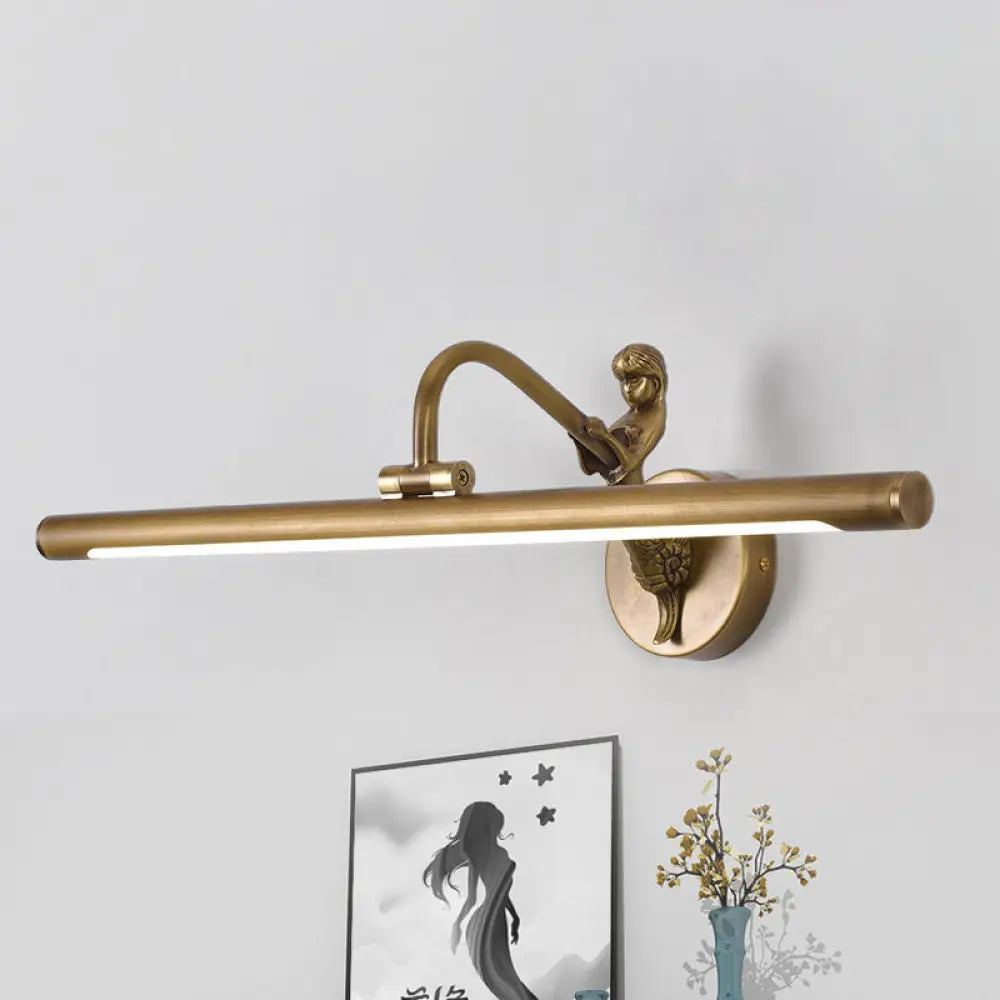 DecorBites™ Modern LED Wall Sconce with Brass/Black Finish, Mermaid Accent | Vanity Lighting, Metallic, 14"/18" W