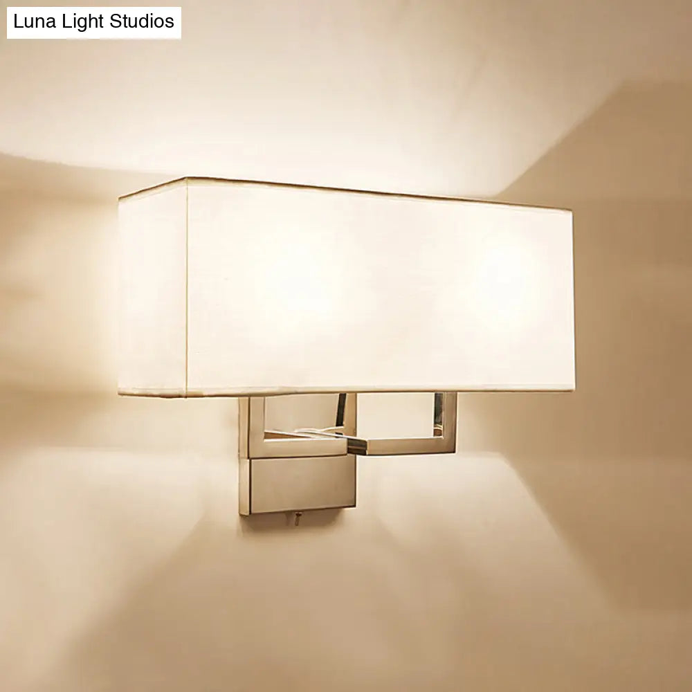 DecorBites™ Modern LED Wall Sconce with Fabric Shade - Chrome Rectangular Mount Light
