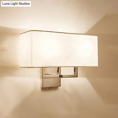 DecorBites™ Modern LED Wall Sconce with Fabric Shade - Chrome Rectangular Mount Light