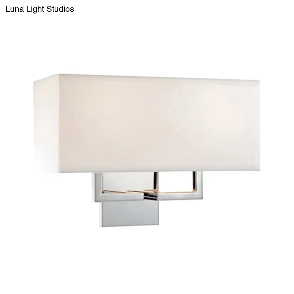 DecorBites™ Modern LED Wall Sconce with Fabric Shade - Chrome Rectangular Mount Light