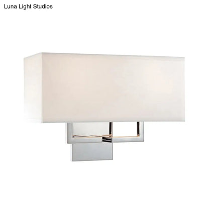 DecorBites™ Modern LED Wall Sconce with Fabric Shade - Chrome Rectangular Mount Light