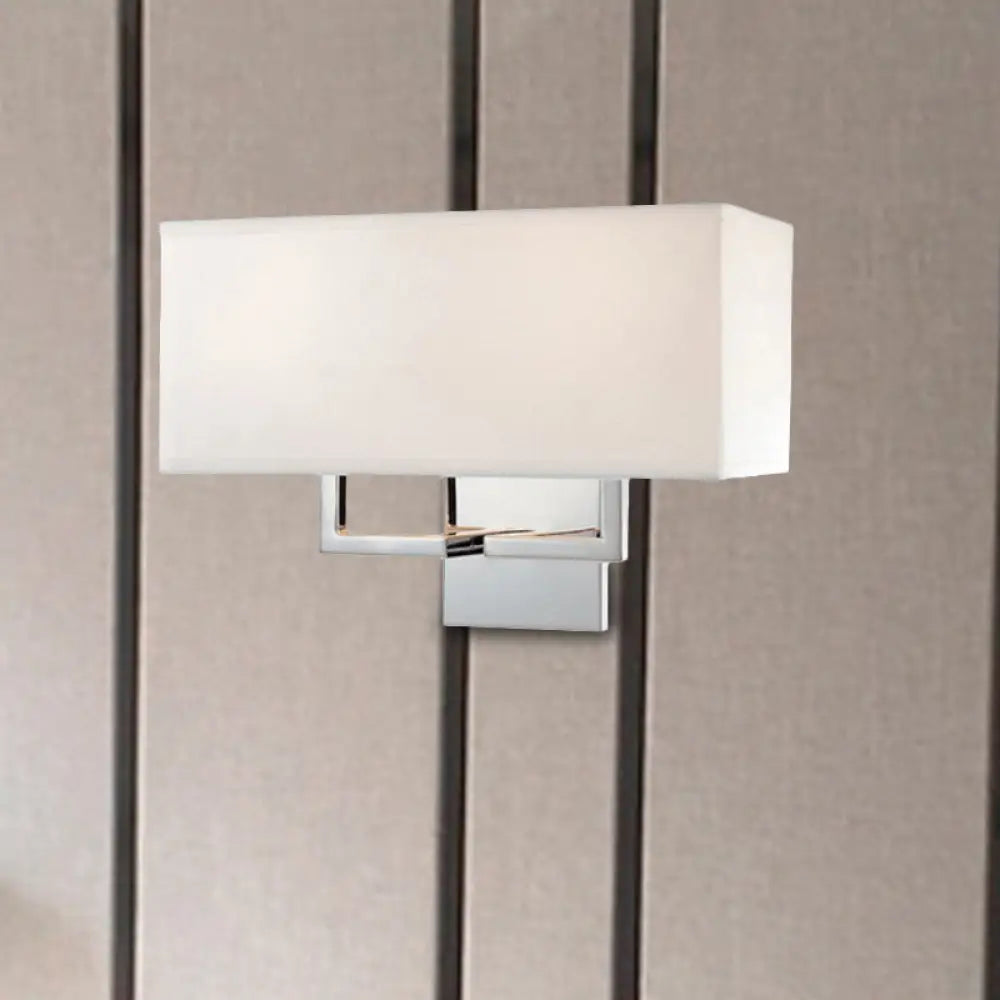 DecorBites™ Modern LED Wall Sconce with Fabric Shade - Chrome Rectangular Mount Light
