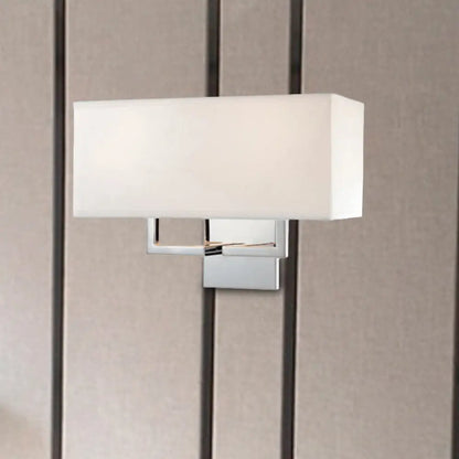 DecorBites™ Modern LED Wall Sconce with Fabric Shade - Chrome Rectangular Mount Light