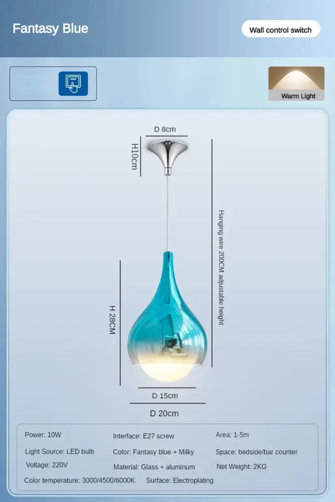 Modern led water droplet ceiling chandelier bedroom pendant light