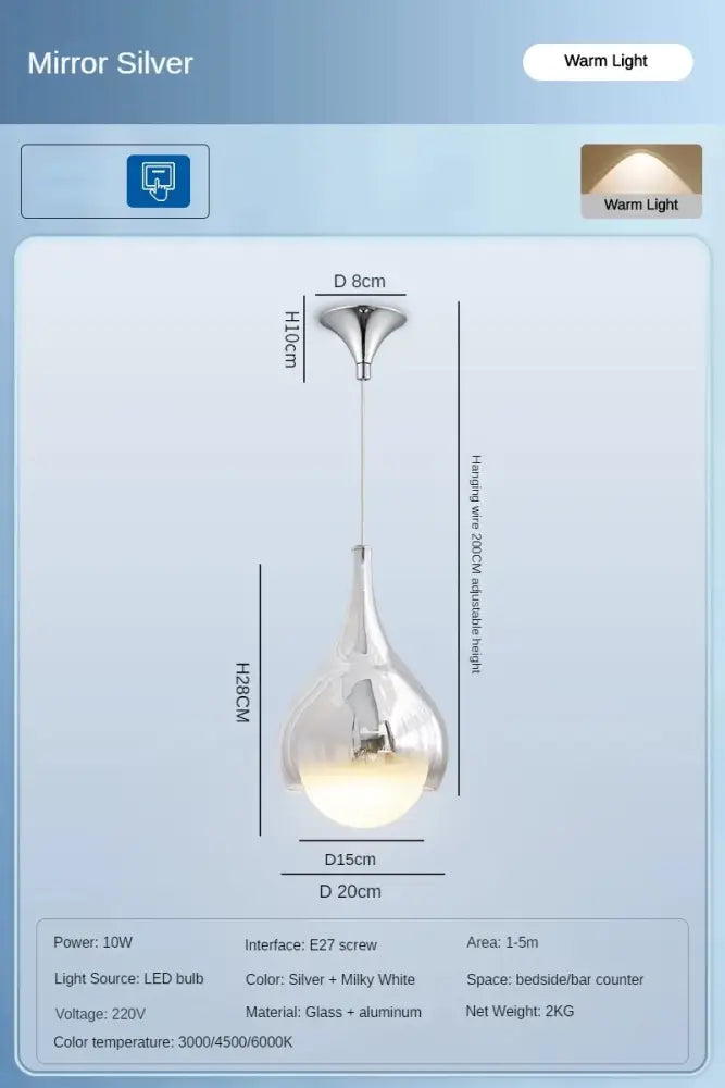 Modern led water droplet ceiling chandelier bedroom pendant light