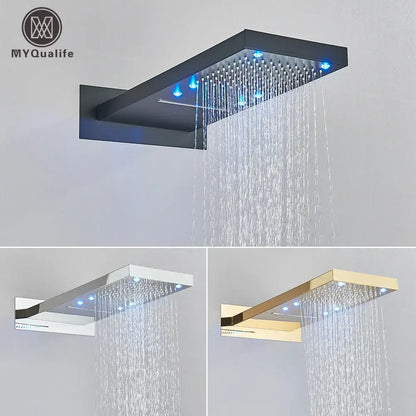 Modern led waterfall shower head bathroom faucet