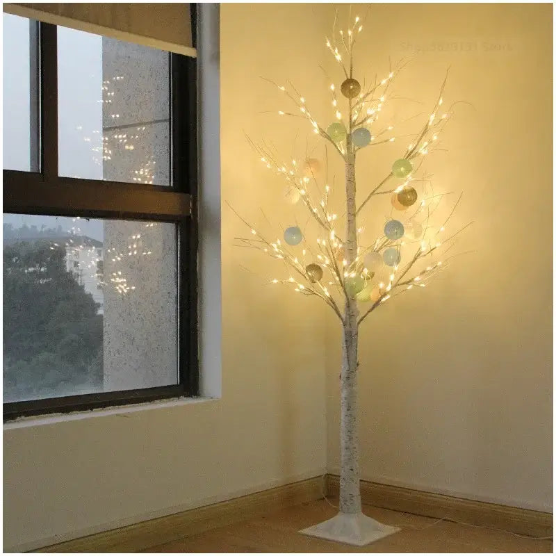 Modern led white birch tree table lamp for living room decor