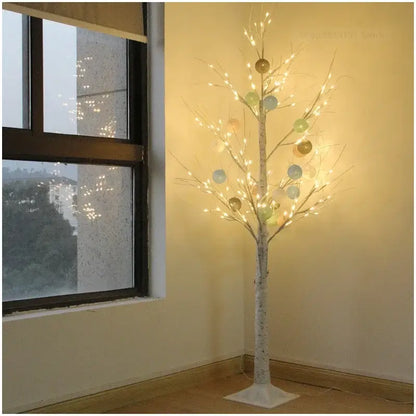 Modern led white birch tree table lamp for living room decor