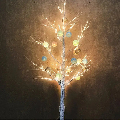 Modern led white birch tree table lamp for living room decor