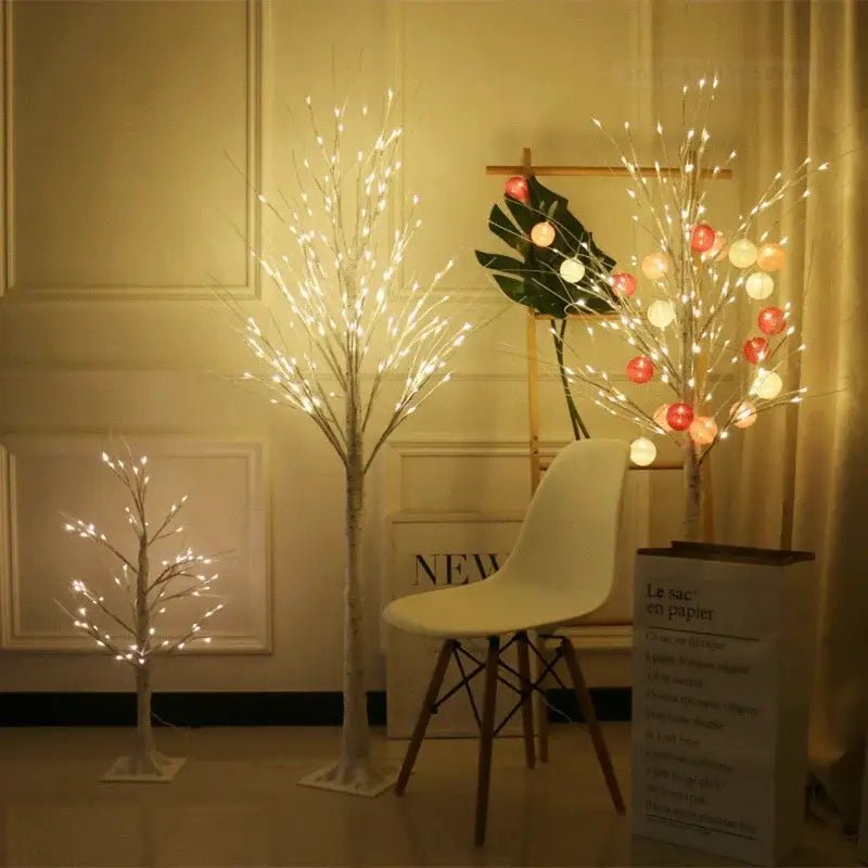 Modern led white birch tree table lamp for living room decor