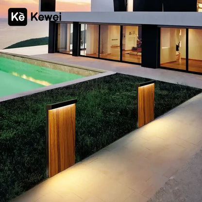 Modern led wood grain lawn light garden pathway lamp