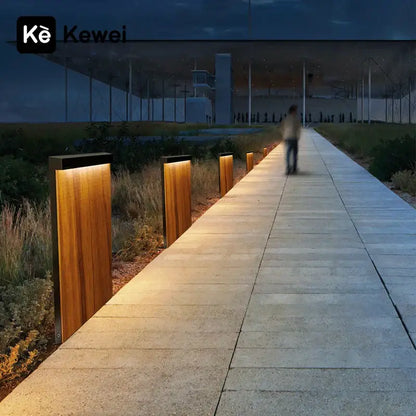 Modern led wood grain lawn light garden pathway lamp