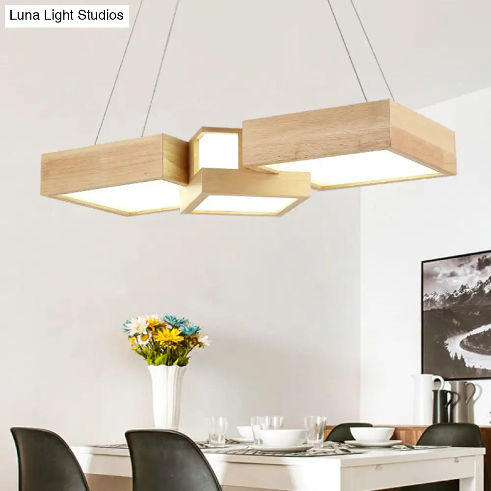 DecorBites™ Modern LED Wooden Square Island Ceiling Light Fixture
