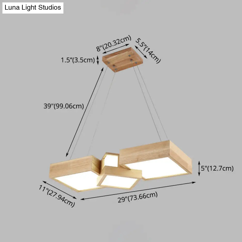 DecorBites™ Modern LED Wooden Square Island Ceiling Light Fixture