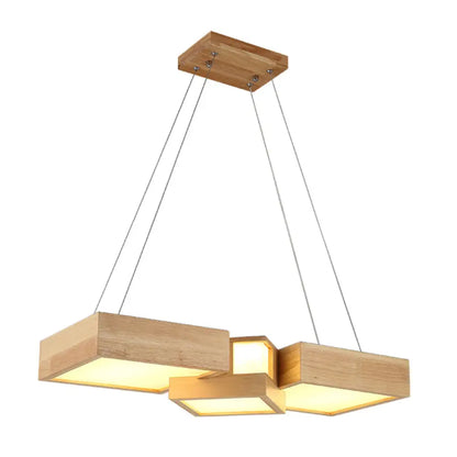 DecorBites™ Modern LED Wooden Square Island Ceiling Light Fixture
