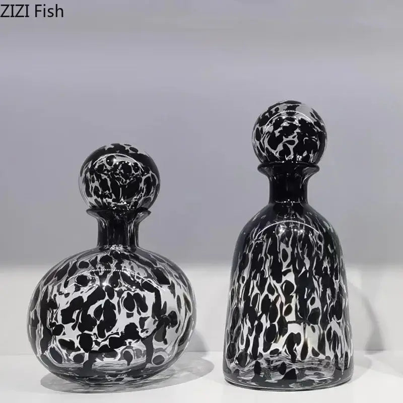 Modern leopard texture glass vase black & white dining room decanter