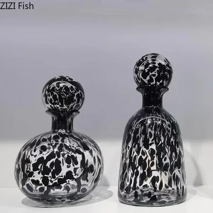 Modern leopard texture glass vase black & white dining room decanter