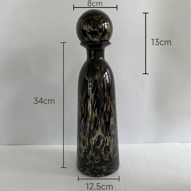 Modern leopard texture glass vase black & white dining room decanter
