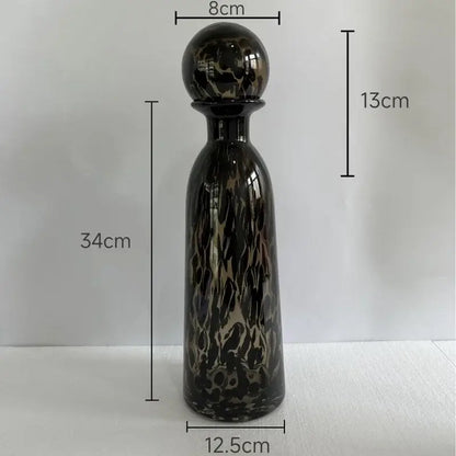 Modern leopard texture glass vase black & white dining room decanter