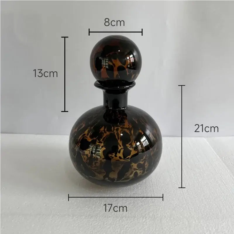 Modern leopard texture glass vase black & white dining room decanter