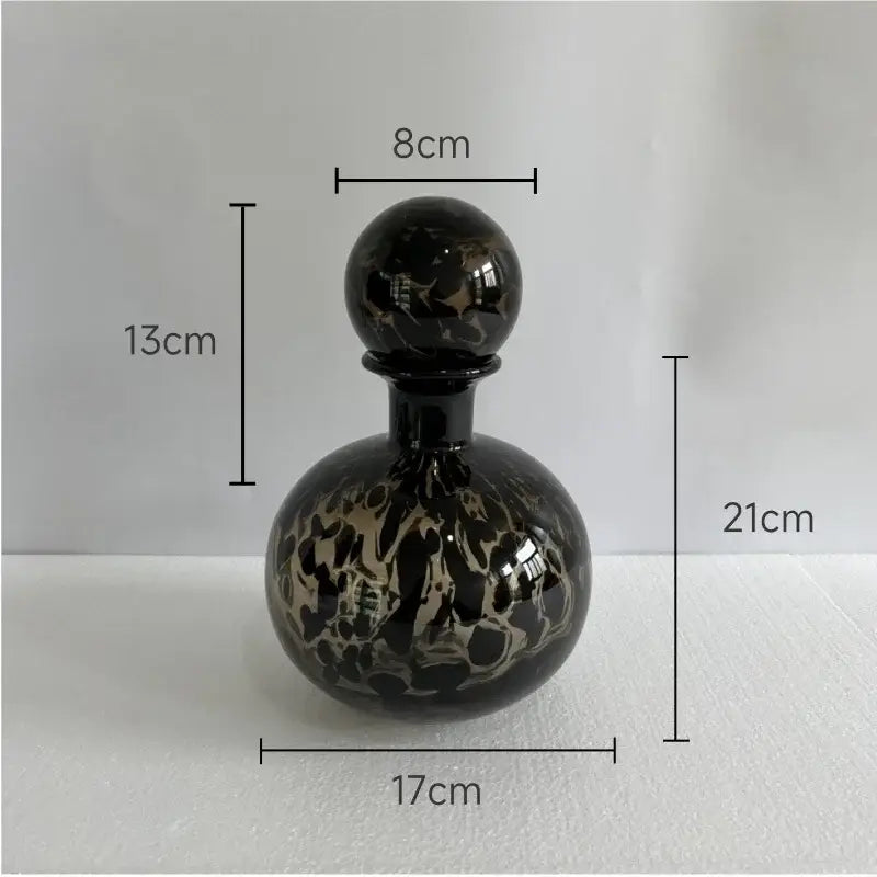 Modern leopard texture glass vase black & white dining room decanter