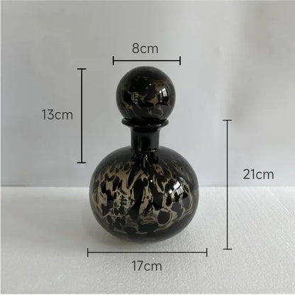 Modern leopard texture glass vase black & white dining room decanter