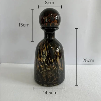 Modern leopard texture glass vase black & white dining room decanter