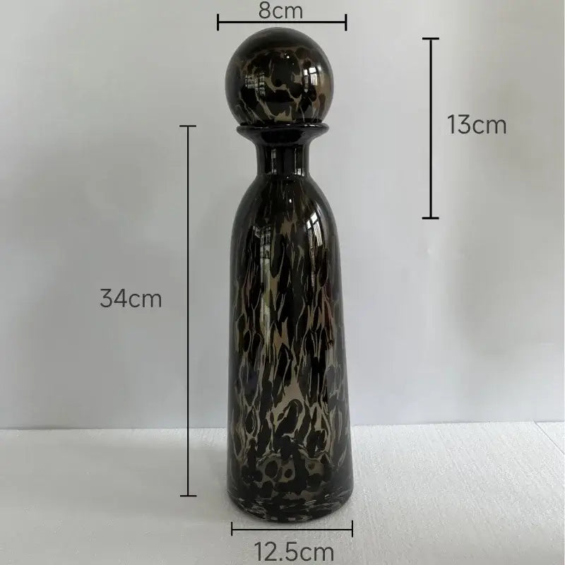 Modern leopard texture glass vase black & white dining room decanter