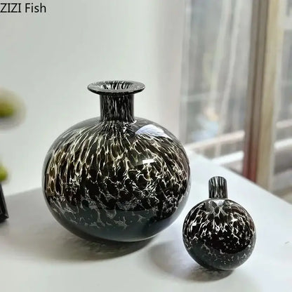 Modern leopard texture glass vase black & white dining room decanter