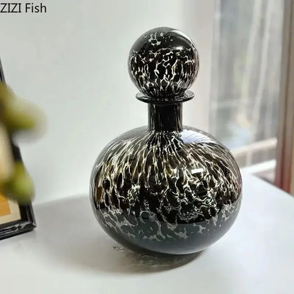 Modern leopard texture glass vase black & white dining room decanter