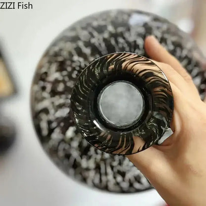 Modern leopard texture glass vase black & white dining room decanter