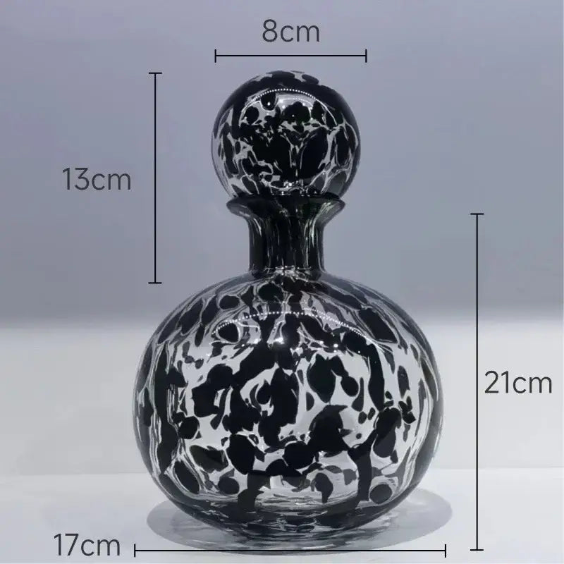 Modern leopard texture glass vase black & white dining room decanter