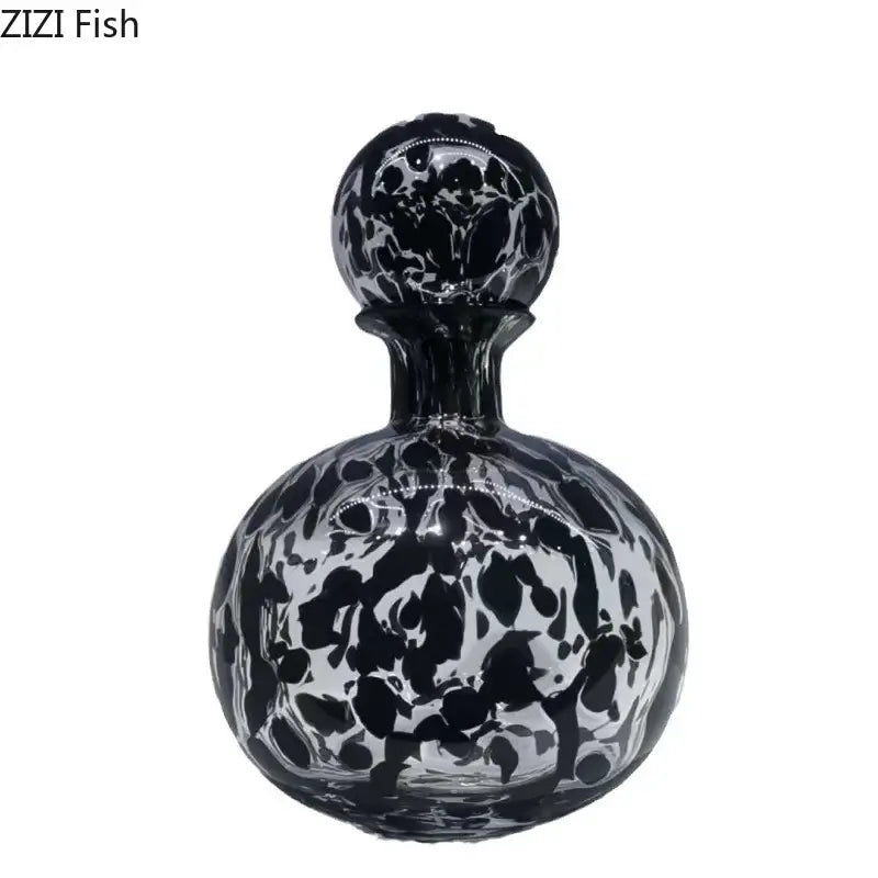 Modern leopard texture glass vase black & white dining room decanter