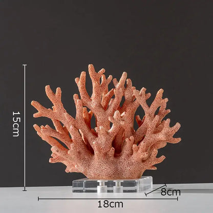 Modern light blue coral resin statue living room decoration
