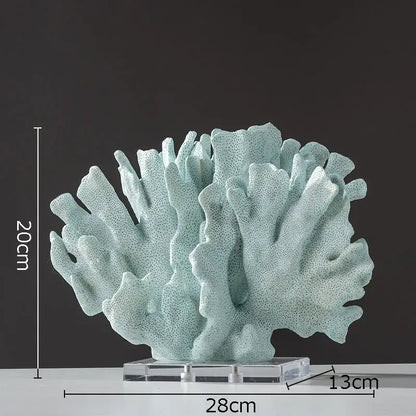 Modern light blue coral resin statue living room decoration