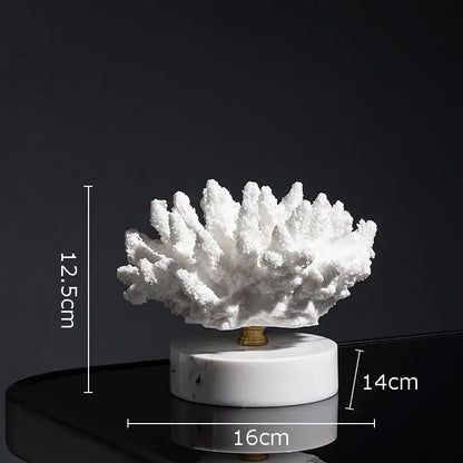 Modern light blue coral resin statue living room decoration