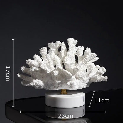 Modern light blue coral resin statue living room decoration