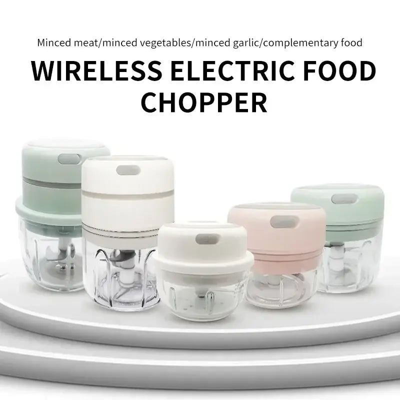 Modern light blue electric food chopper kitchen garlic masher