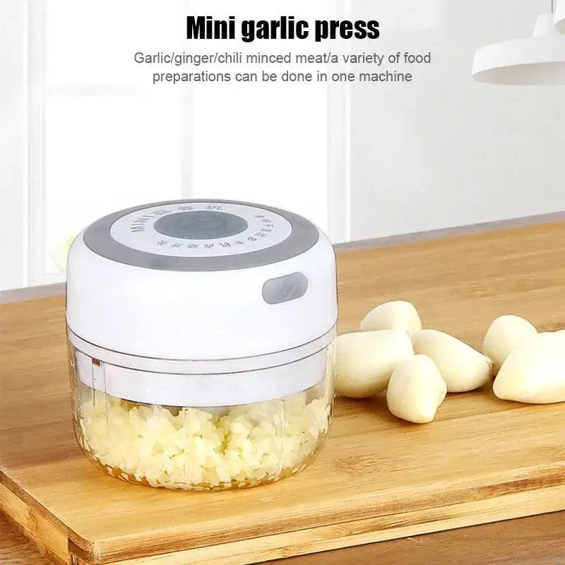 Modern light blue electric food chopper kitchen garlic masher