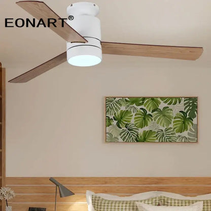 Modern light brown 40 inch led ceiling fan with remote control bedroom