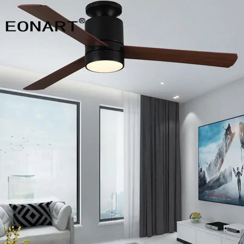 Modern light brown 40 inch led ceiling fan with remote control bedroom